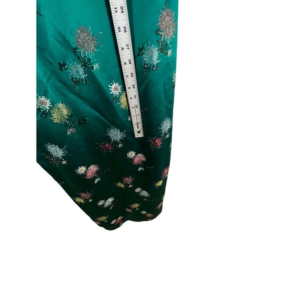 Chinese Style Qipao Dress Emerald Green Long Formal Silk Satin Wedding Party - Picture 8 of 8